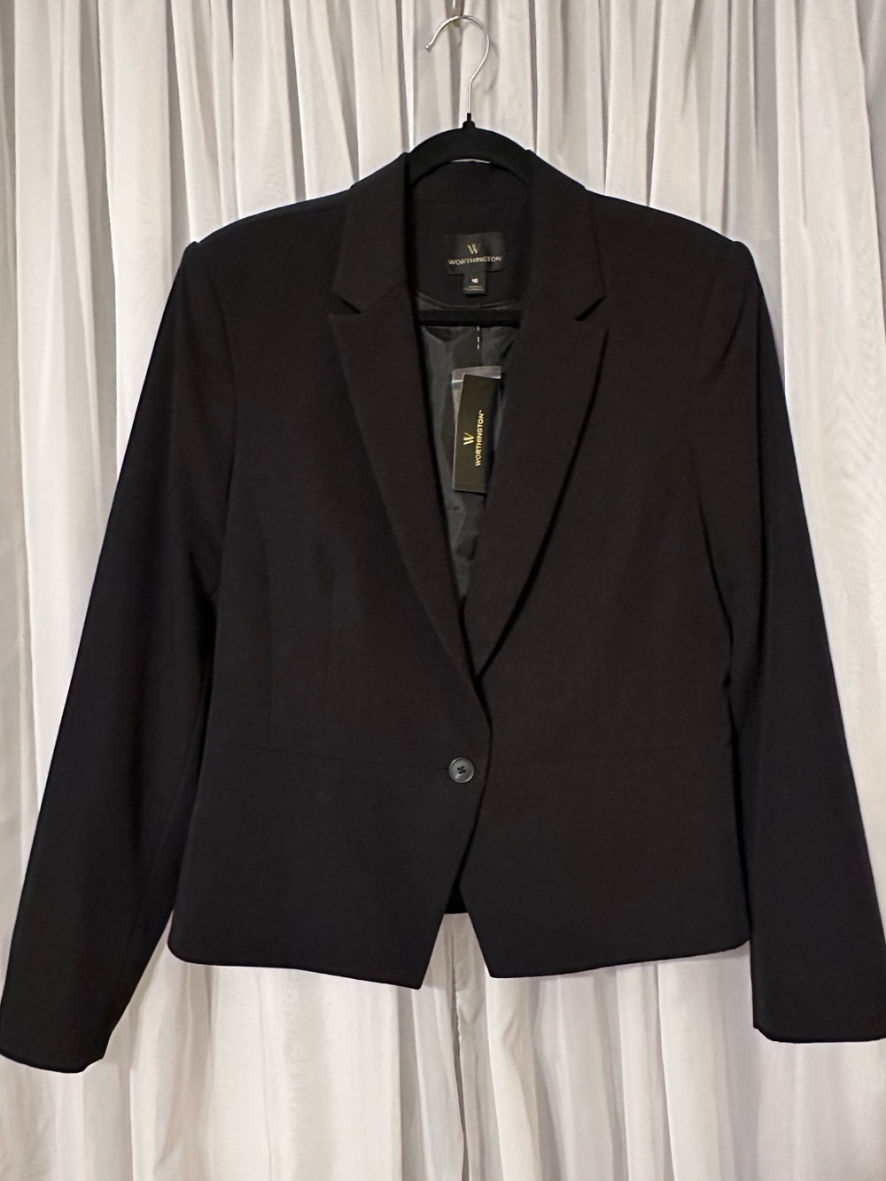 Worthington Black Single-Button Tailored Blazer Size 16